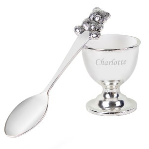 Personalised Silver Egg Cup & Spoon, Engraved Gift Set, Christening, New Baby, Birthdays, Baptism, Keepsake, Boy or Girl image 4