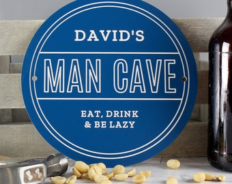 Personalised Blue MAN CAVE Heritage Plaque Sign Unique Gift For Him Birthday