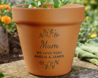 Personalised Floral Terracotta Plant Pot