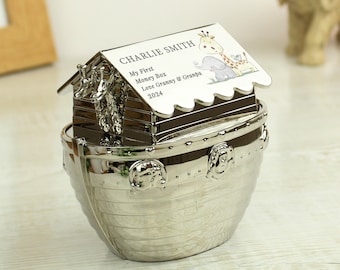 Personalised Animals Noahs Ark Money Box - Christening Gift , Newborn, Baptism