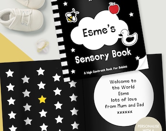 Personalised High Contrast Black and White Baby Sensory Book