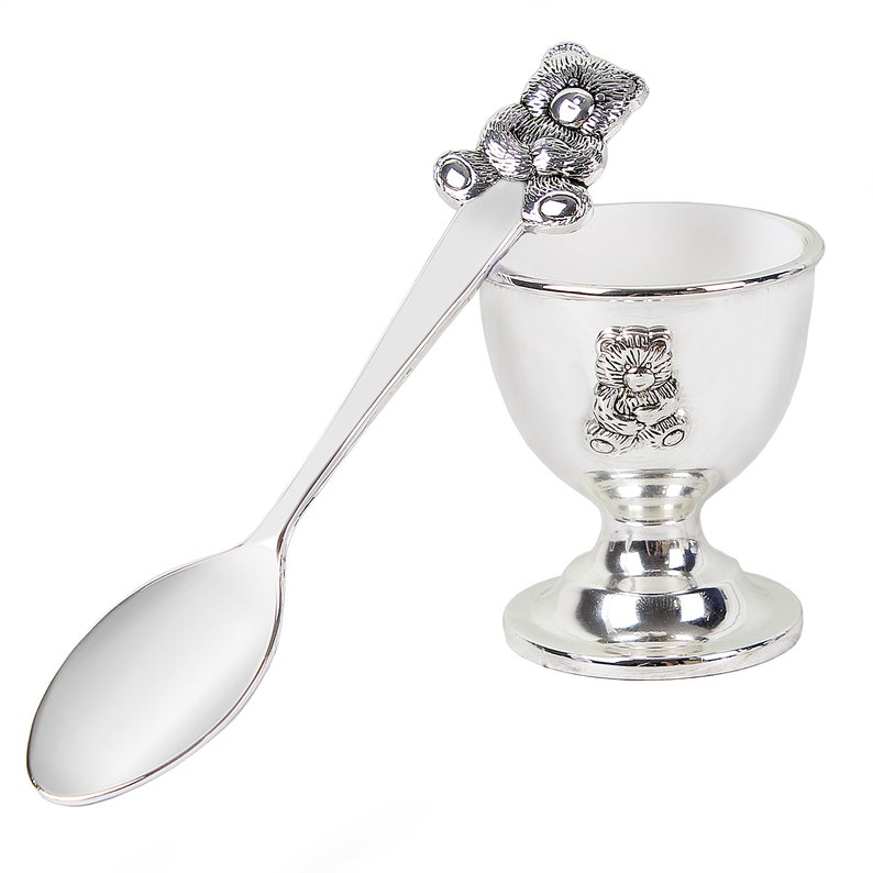 Personalised Silver Egg Cup & Spoon, Engraved Gift Set, Christening, New Baby, Birthdays, Baptism, Keepsake, Boy or Girl image 7