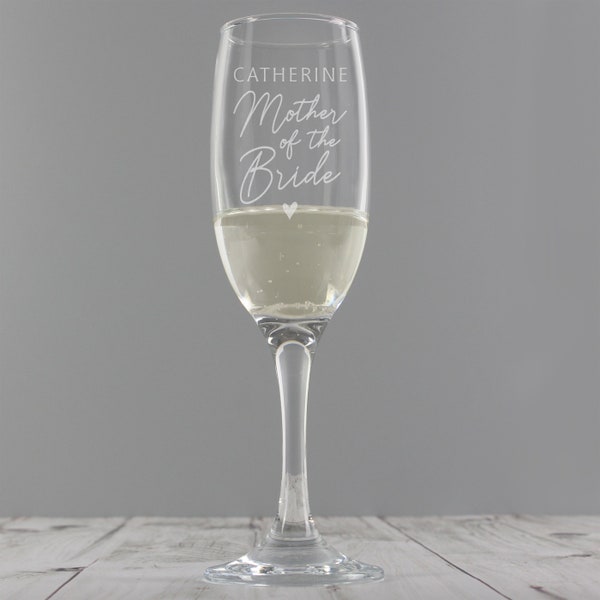 Personalised Mother of the Bride Flute Glass - Wedding Favour Gift for Mum