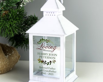 Personalised In Loving Memory White Lantern - Memorial Remembrance