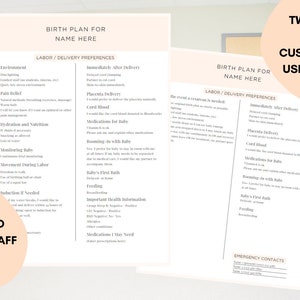 Customizable Birth Plan Template, Simple Birth Plan, Editable on Canva, Complete Birth Preferences Plan, Labor and Delivery Plan, Visual