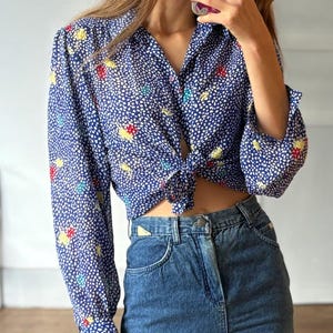 Vintage Serge Nancel Paris Sheer Floral Blouse – Retro Chic!