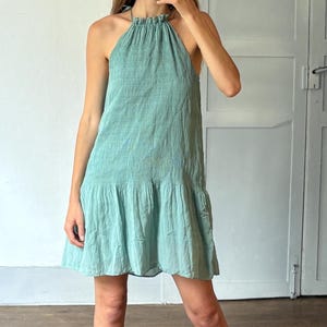 Vintage Intropia Designer Dress, Blue Lightweight Summer Dress, Modal Blend comfortable stylish midi dress