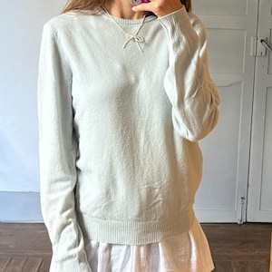 Vintage Sisley Wool Jumper – Pure New Wool – Made in Italy – Soft Sage Green Knit – Size M