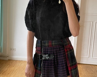 Vintage 80s Black Puff Sleeve Blouse