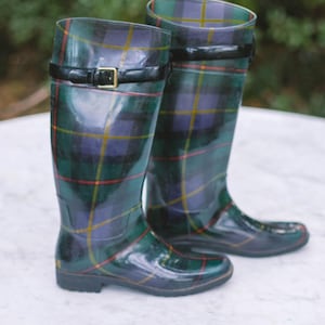 Ralph Lauren Plaid Wellington Boots – Size EU 40
