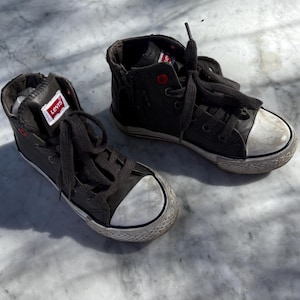Baskets montantes Levi&#39;s pour enfants, chaussures en toile noire, baskets unisexes pour tout-petits, chaussures Levi&#39;s vintage, chaussures décontractées pour garçons et filles, pointure 30 EU