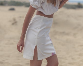 Krizia white summer skirt, Mini designer skirt,