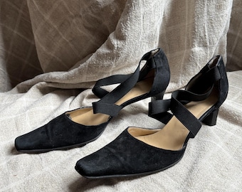 Vintage black low pumps, Pointed toe high heels, Paul Noyen 40.5