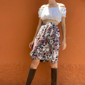 Vintage Floral Pleated Midi Skirt | Flowing Y2K Boho Skirt | Size S | Cottagecore Aesthetic