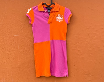 Ralph lauren pink Polo Dress, Branded secondhand children clothing, Orange summer dress, size 122