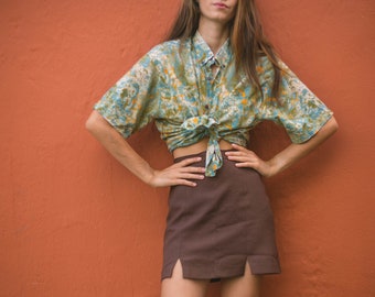 Vintage groovy woman blouse, Oversized shirt, Retro woman shirt, 80'S abstract blouse, Mod shirt