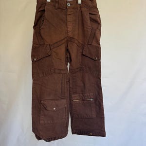 Braez brown cargo pants, 100% cotton, multiple pockets, utility style, vintage retro 90s, US S, outdoor adventure wear, size US 6 kids
