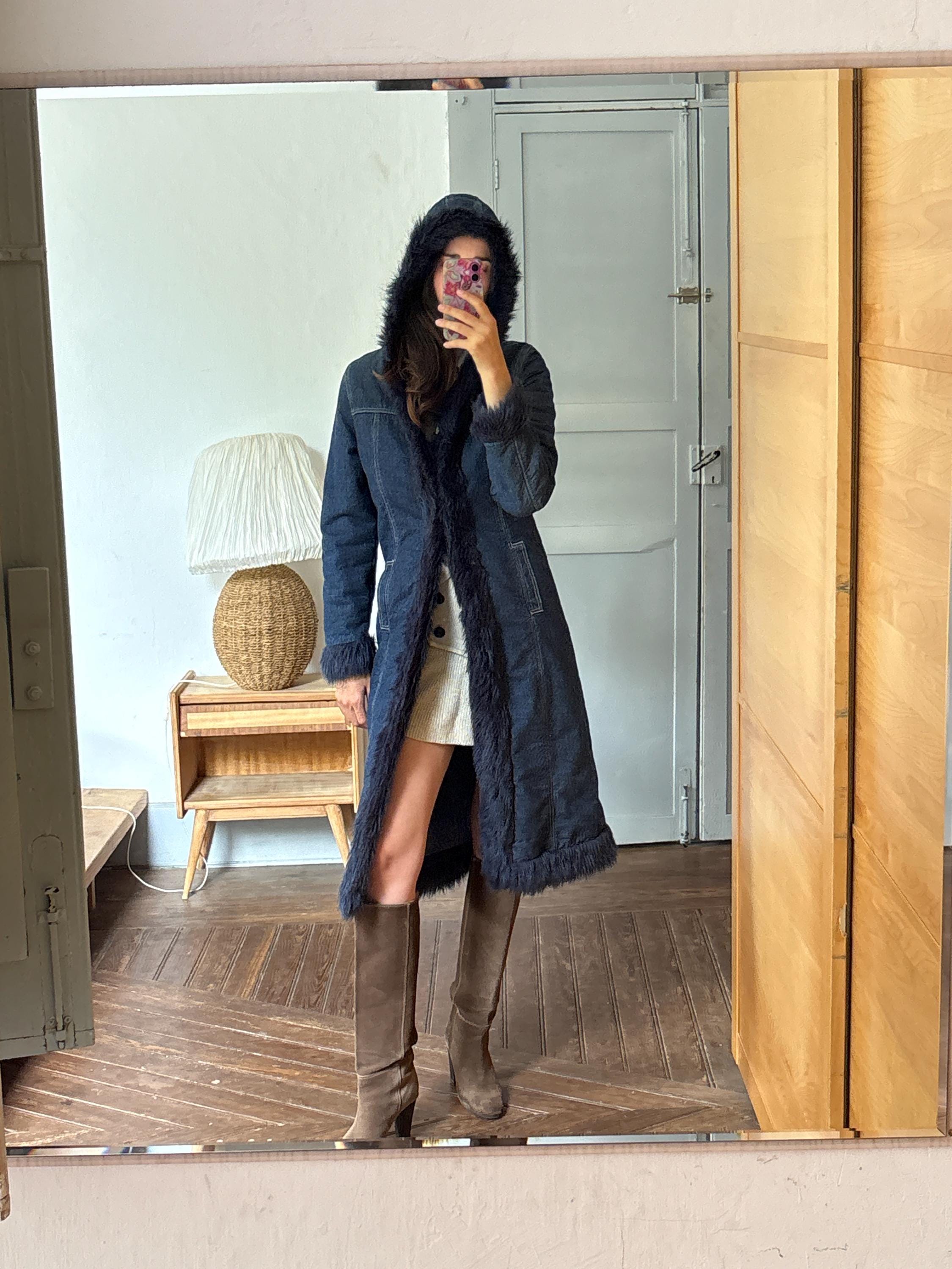Denim Jacket Y2k Fur - Etsy