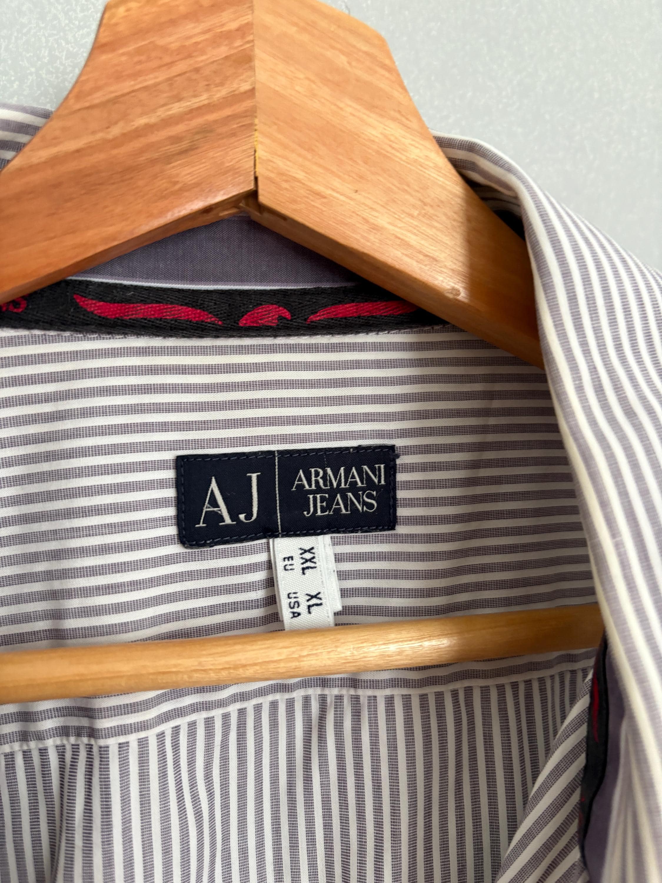 Armani Jeans　Stripe　shirt ARMANI JEANS Blue Striped Long Sleeve Button Down Men's Size