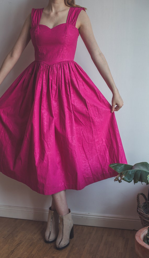 Pink Laura Ashley dress, romantic dress with pocke