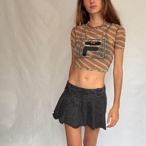 Y2K Fila Logo Mesh Crop Tee Sporty Retro Energy (Size XS)