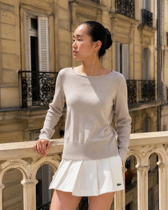 Massimo Dutti, Massimo Dutti Beige Linen Knit Top Medium