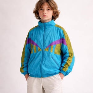 Vintage 90er Jahre Color Block Kinder-Windjacke
