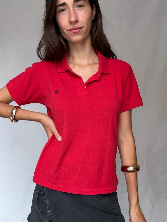 Vintage Polo Ralph Lauren Red Polo Shirt Men's Y2K Streetwear