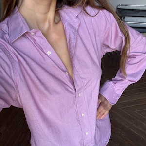 Green and white cotton striped button up shirt, Vintage woman blouse, Lightweight summer clothing, Oxford blouse, M