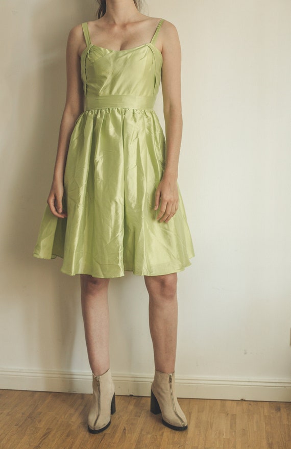 Elegant green cocktail dress, vintage prom dress,