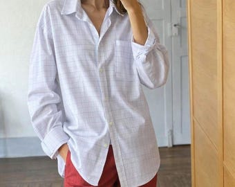 Vintage 80s Giorgio Armani Le Collezioni Light Gray Linen Shirt W
