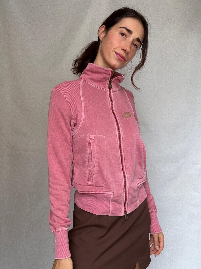 Nike pink Reißverschlussweste, Baumwolle, sportliche Passform, girlycasual Streetwear, US M, jeden Tag aktiv Stil Bild 3