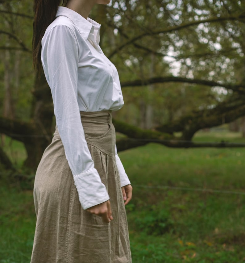 Edwardian blouse romantic long sleeve top Vintage white blouse size XL