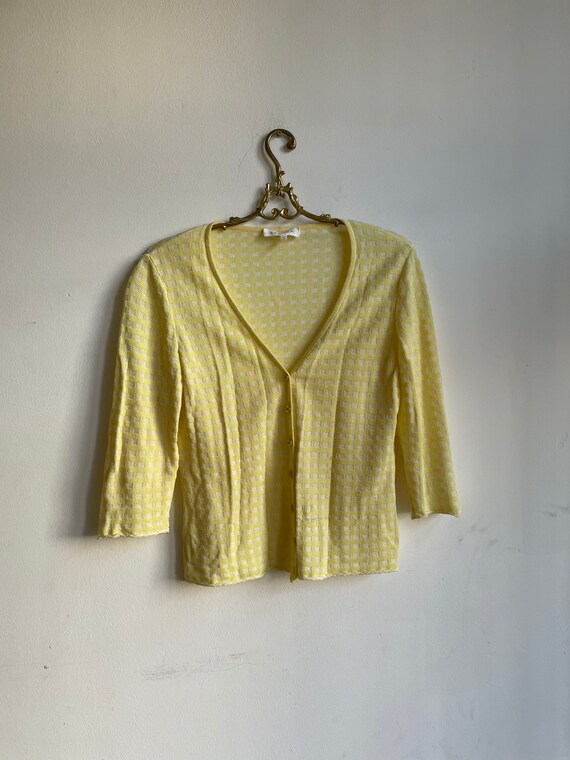 Pastel yellow Escada cardigan, Women vest, Vintage su… Gem