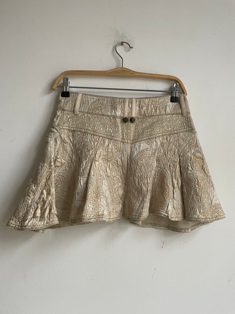 Vintage Roberto Cavalli golden mini skirt, sexy designer skirt, image 9