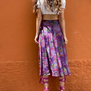 Long high waist summer skirt, Vintage purple floral feminine skirt, Long elegant skirt, True vintage Maxi skirt image 7