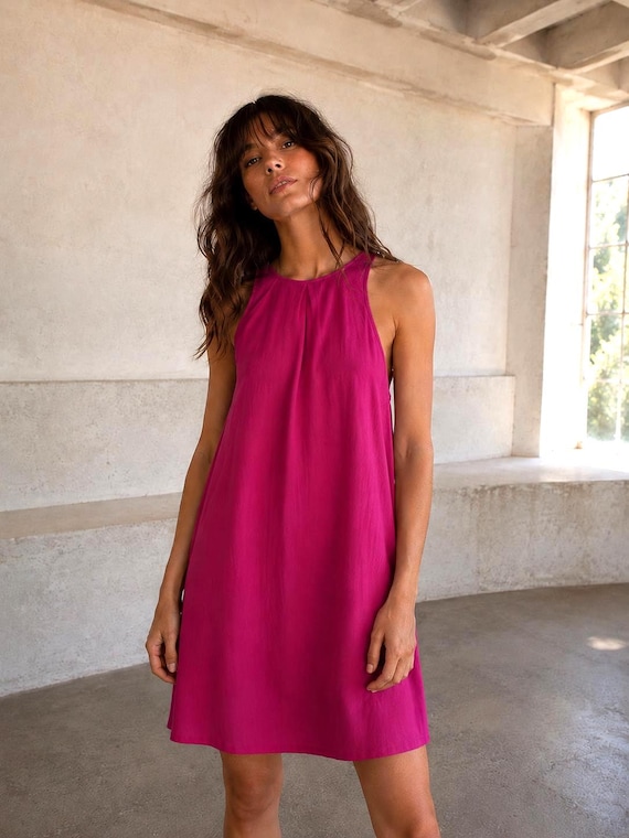 Massimo Dutti, Fuchsia Minimalist Slip Dress, Massimo Dutti Summer Midi