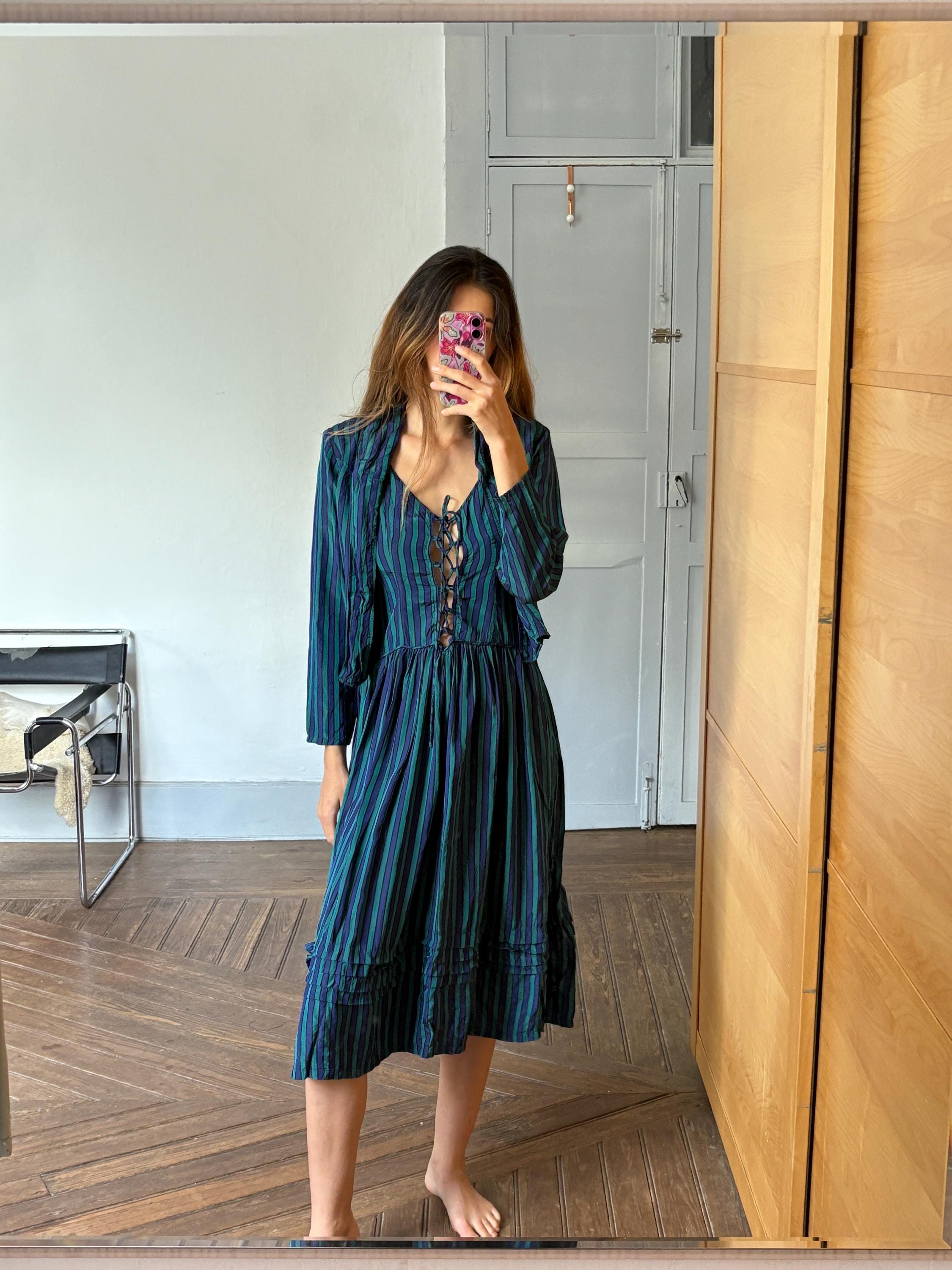 Conjunto vintage de vestido y chaqueta estilo monzón, estilo retro