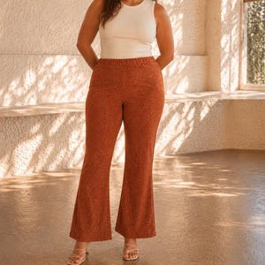 burnt orange dress pants women's Saint + Sofia | Women's Corinne Wide Leg Linen Pant | Pants | Orange
