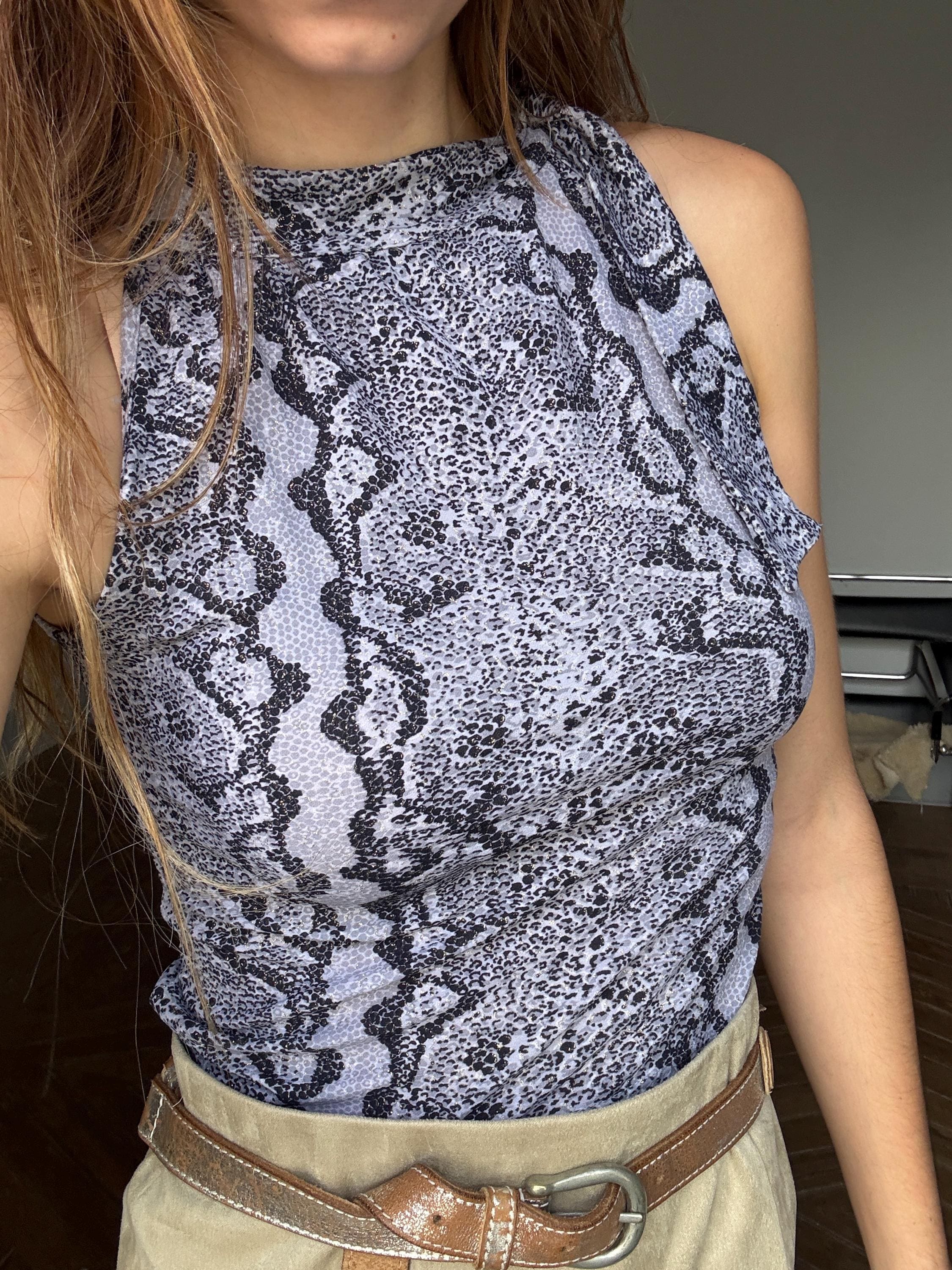 Snake Print Mesh Top - Etsy