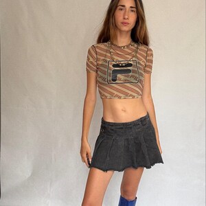 Y2K Fila Logo Mesh Crop Tee Sporty Retro Energy (Size XS)