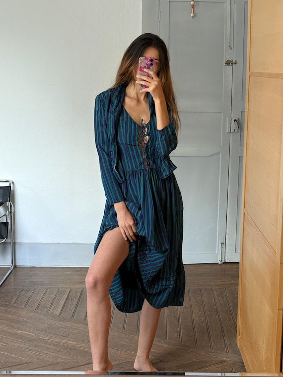 Conjunto vintage de vestido y chaqueta estilo monzón, estilo retro