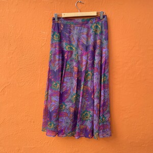 Long high waist summer skirt, Vintage purple floral feminine skirt, Long elegant skirt, True vintage Maxi skirt image 8