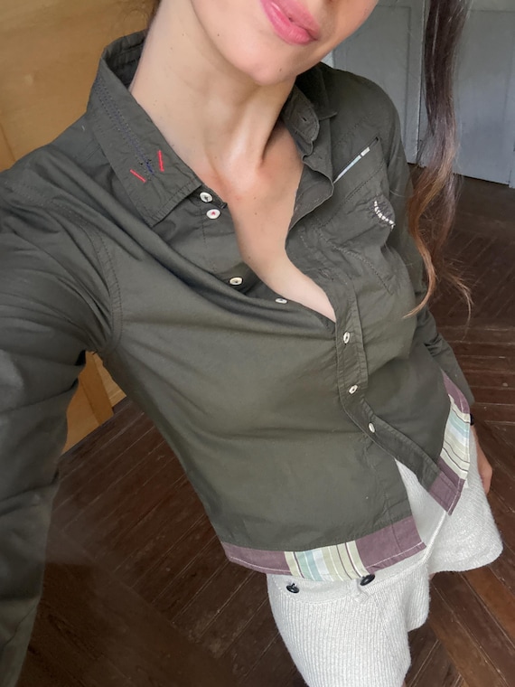 Marithé + François Girbaud, Le Jean de Marithé + François Girbaud Cotton Button-Up Blouse | Paris Chic | Utility Minimalist