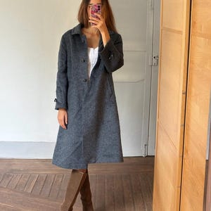 Vintage blue LLama wool coat, Alpaca Women&#39;s Long Winter Coat, Merino wool long ciat