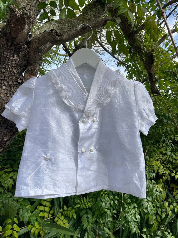 Romantic white toddler blouse, Cottage core girl t