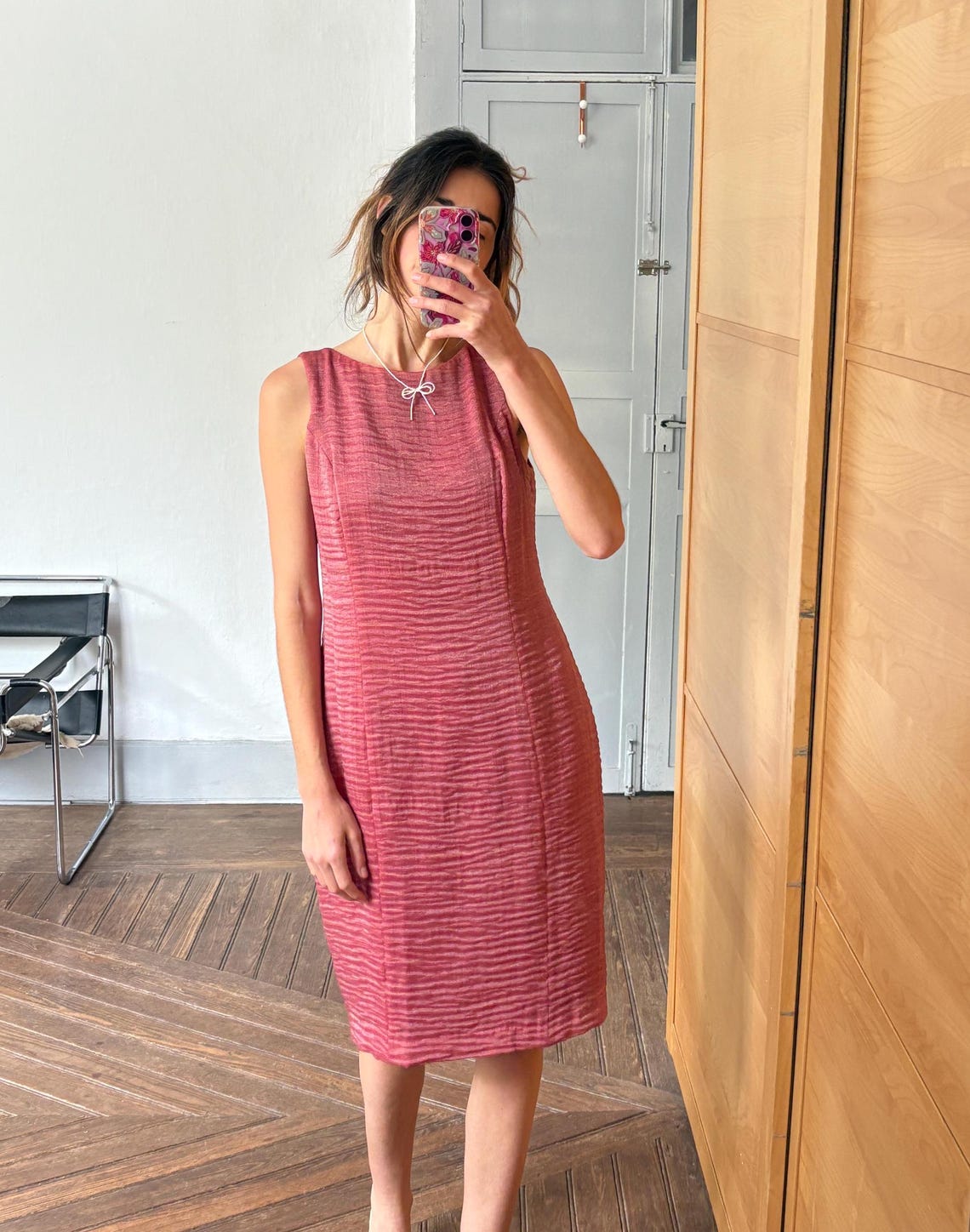 Pink Red Vintage Dress Tapioca José Pedro Zotano, foto 3 di 5