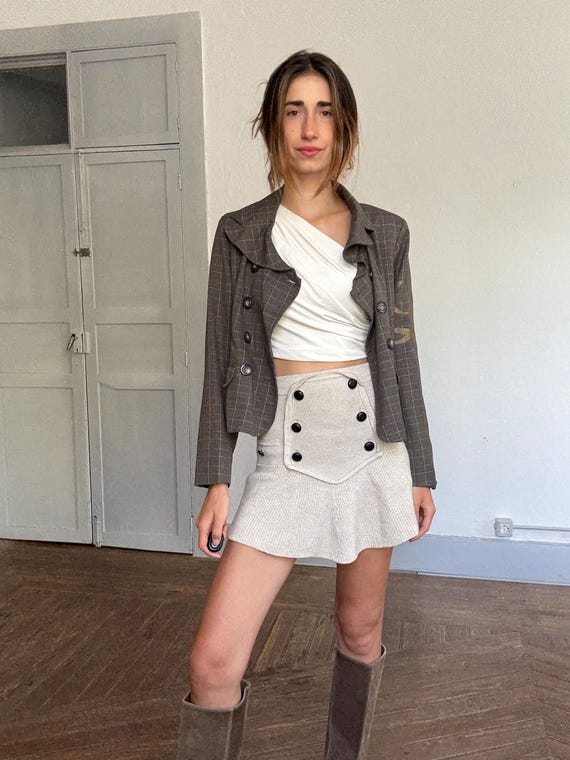 Luxe patchwork blazer jacket | Designer checked f… - image 5