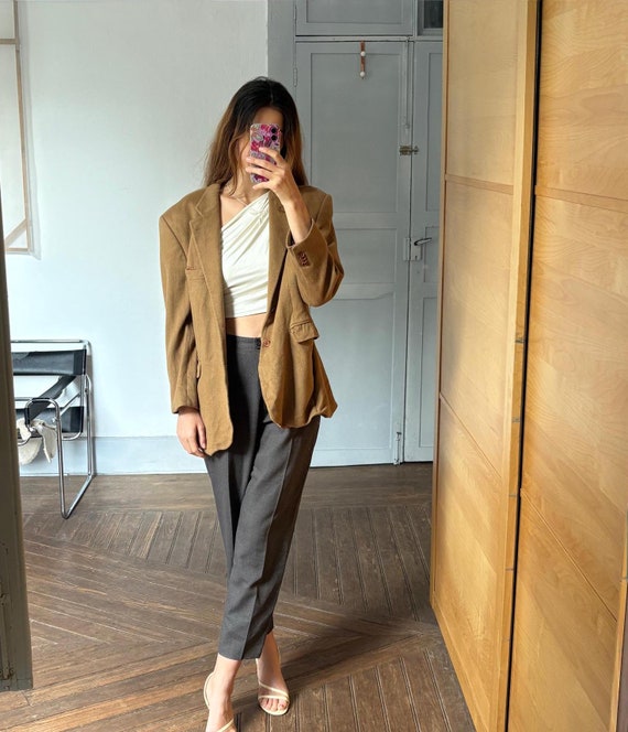 Vintage Milano Cashmere Blazer Tan Double Breasted