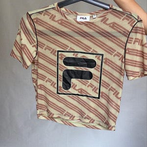 Y2K Fila Logo Mesh Crop Tee Sporty Retro Energy (Size XS)